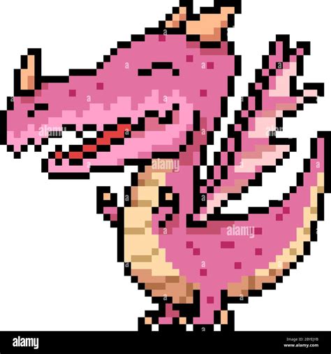 Vector Pixel Art Dragon Pink Isolated Stock Vector Image And Art Alamy