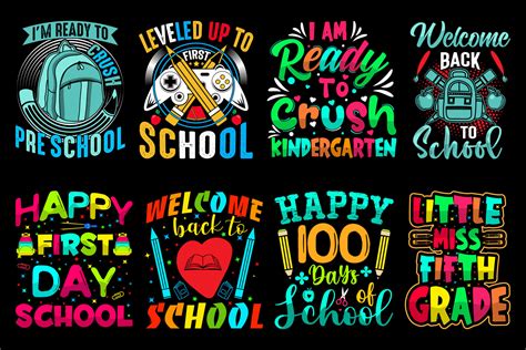 Back To School T Shirt Design Bundle First Day Hundred Daysof School