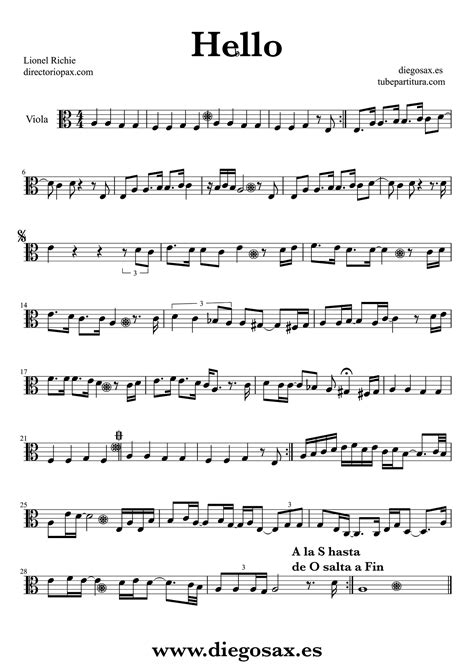 Tubescore Hello Sheet Music By Lionel Richie For Viola Pop Rock Music