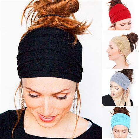 Womenmen Yoga Sports Wide Headband Elastic Boho Hair Band Head Wrap