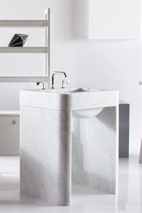 The Sculpted Honed Marble Art Deco Washstand Is Imposing And Decadent