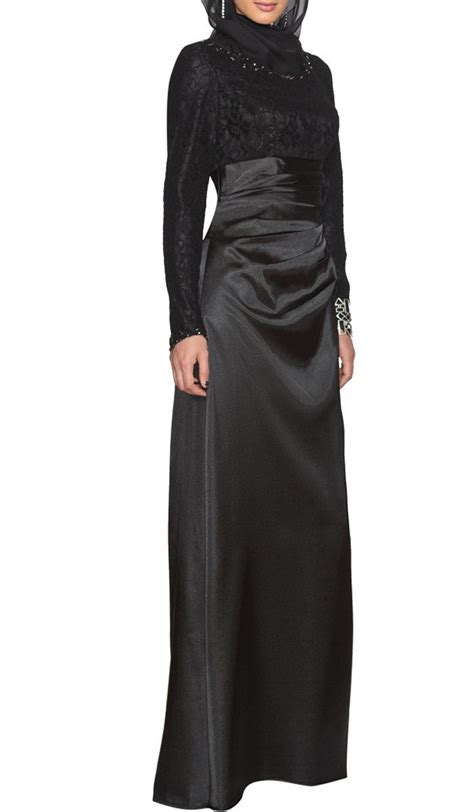stylish black long sleeve modest muslim formal evening dress abaya artizara artizara