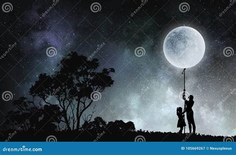 People Catching Moon Stock Image Image Of Beauty Mother 105669267