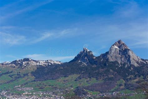 The Mountain `grosser Mythen` And `kleiner Mythen` In Switzerland Stock