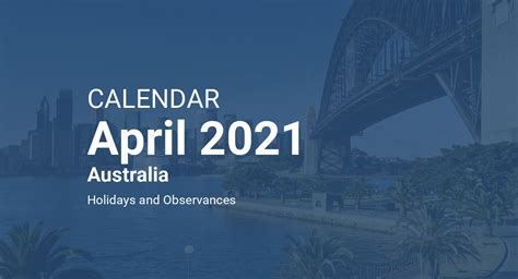 April 2021 Calendar Australia