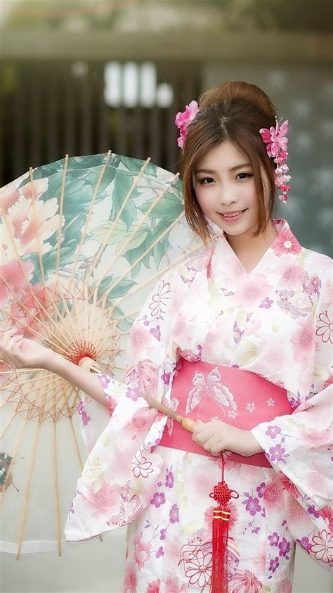 Beautiful Japanese Girl Kimono Umbrella 750x1334 Iphone 8766s
