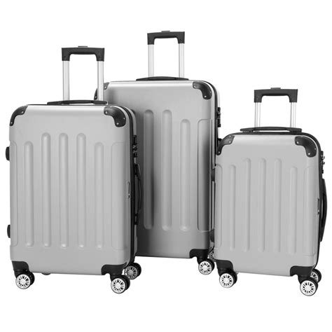 Zimtown 3 Piece Nested Spinner Suitcase Luggage Set With Tsa Lock Gray
