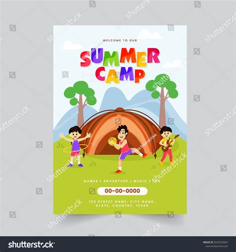 Summer Camp Brochure Template Design Kids Stock Vector Royalty Free