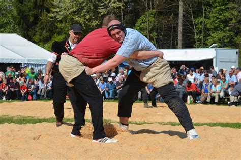 There is a swiss national sport called 'schwingen' similar to wrestling. Schwingen: Auf der Suche nach den regionalen ...