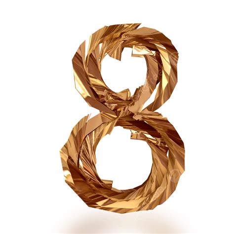 3d Gold Abstract Number Eight Png Image Text Effect Psd For Free