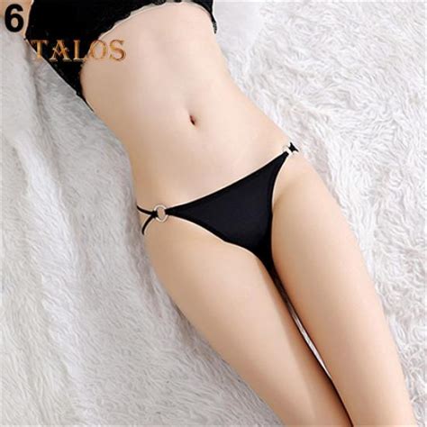 tanga negra cintas mujer sexy anillo hierro hueco bowknot g string t back braga