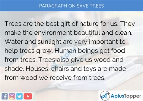 Paragraph On Save Trees 100 150 200 250 To 300 Words For Kids