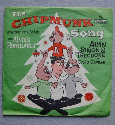 Vintage Alvin And The Chipmunks 45 Rpm Vinyl Record The Chipmunk Song