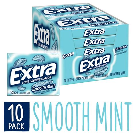 Extra Gum Smooth Mint Chewing Gum 15 Pieces Pack Of 10