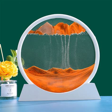 12inch Moving Sand White Frame Art Picture Round Hourglass 3d Sandscape