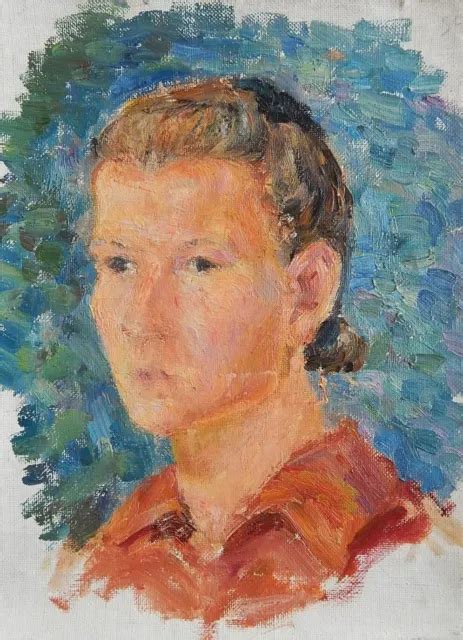 Original Antique Oil Painting On Canvas Girl Woman Female Portrait