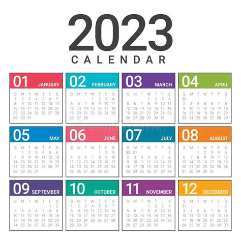 2023 Year Calendar Stock Vector Illustration Of Monthly 256391541