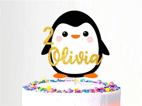 Personalized Penguin Cake Topper Etsy