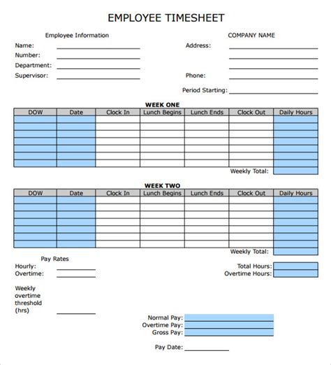 Free 11 Sample Employee Timesheet Calculator Templates In Pdf Excel