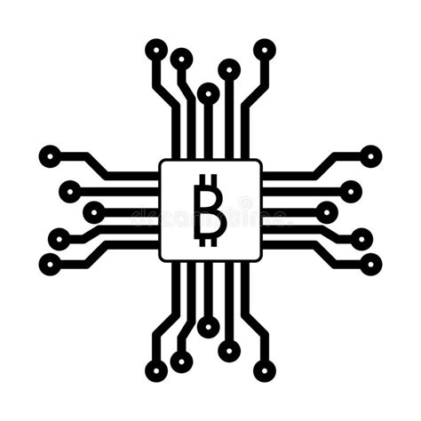 Bitcoin Microchip Symbol In Black And White Stock Vector Illustration