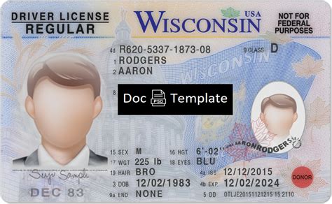 Wisconsin Driver License Template Psd Psd Templates