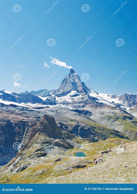 Matterhorn Against Sunset In Swiss Alps Zermatt Area Switzerland