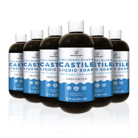 Colloidal Silver Castile Liquid Soap Unscented 12 Oz 354 Ml 6 Pac