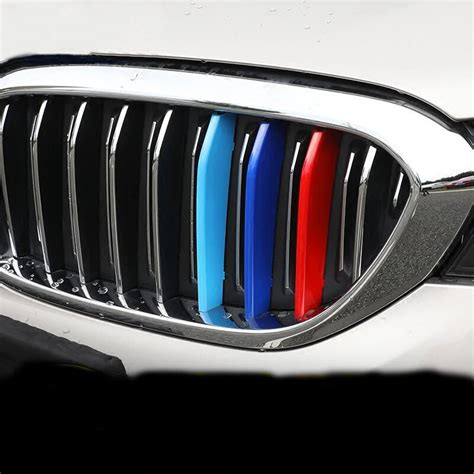Car Styling Tricolor M Front Grille Strips Abs Exterior Cover Trim