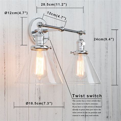 Permo Double Sconce Vintage Industrial Antique 2 Lights Wall Sconces