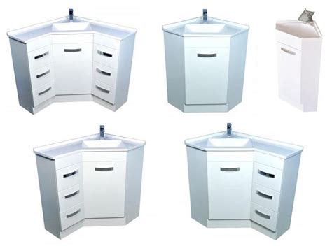 Space Saving White Corner Vanities Available In Sizes 400x400mm