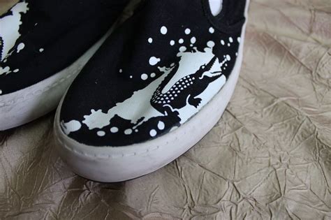 Lacoste Black Canvas Slip On Large Logo Size 9 Splat Shoes Mens