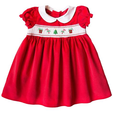 Newborninfant Girl Red Corduroy Smocked Christmas Dress Ca187i909as