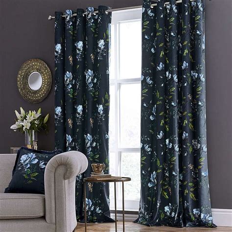 We also have a collection of blue blinds which make a great addition in any room. Charm Floral Midnight Blue Eyelet Curtains | Dunelm | Blue ...