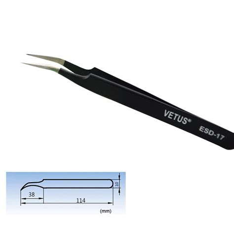 Amazon Professional Stainless Steel Curved Tweezers Vetus Esd