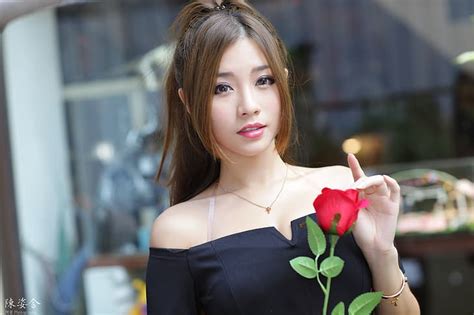 Hd Wallpaper Close Up Rose Asian Cutie Kiki Asian Girl