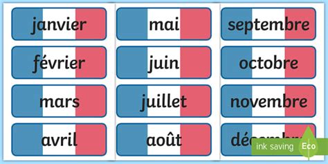 Months Of The Year In French Word Cards Twinkl