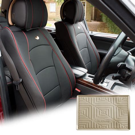 Car Suv Truck Leatherette Seat Covers Front Bucket Black W Dash Mat