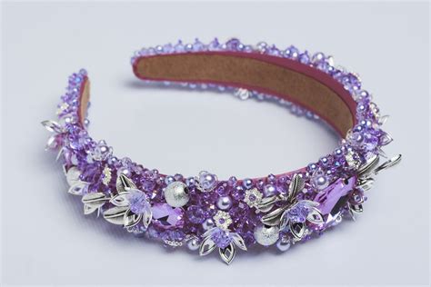 Purple Embellished Headband Lilac Mauve Wedding Hair Etsy