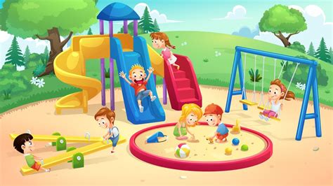 Park And Playground Cartoon Vector Art And Illustration Parque