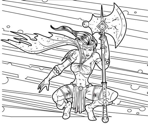 Krivosheeva olga (ori akuma) source : Fantasy Lady Warrior Coloring Page : Coloring Sky
