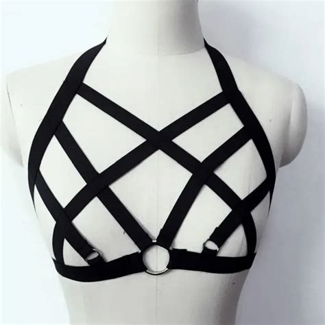 2017 New Pastel Goth Garterbelt Gothic Bondage Bondage Bra Rave Wear Binding Sexy Women Cage Bra