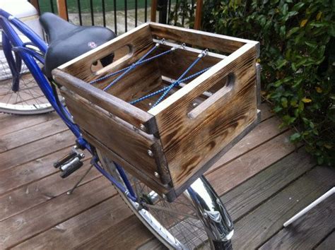 Custom Built Rustic Wood Crate Bicycle Basket Bicycle Basket Rear