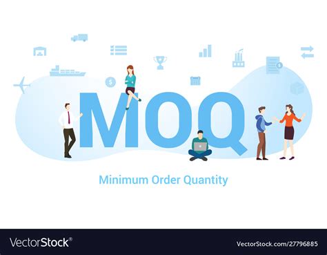 Moq Minimum Order Quantity Concept With Big Word Vector Image