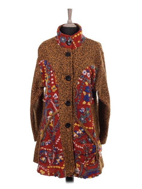 Made In Italy Lana Wool Coat With Boiled Wool Detail And