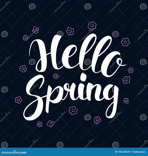 Hello Spring Calligraphy Season Banner Design Illustration Stock
