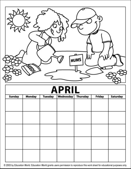 Artistic April Calendar Education World