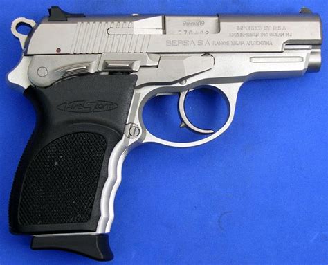 Bersa Mini 9 Firestorm 9mm Semi Auto Pistol Nickel For Sale At