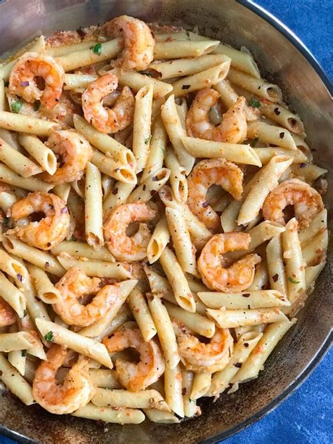 Creamy Shrimp Penne Pasta With Red Pepper Sauce Cookin With Mima