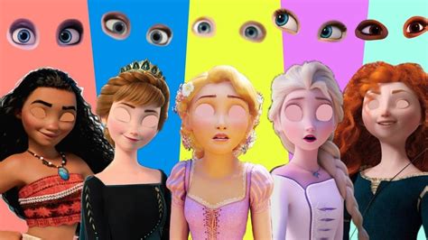 Elsa Anna Rapunzel Merida Moana Disney Princess Wrong Eyes Disney