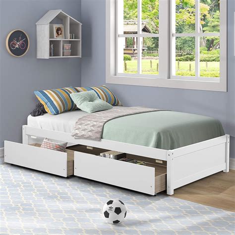 Aoosweer Twin Platform Bed Frame With 2 Storage Drawers